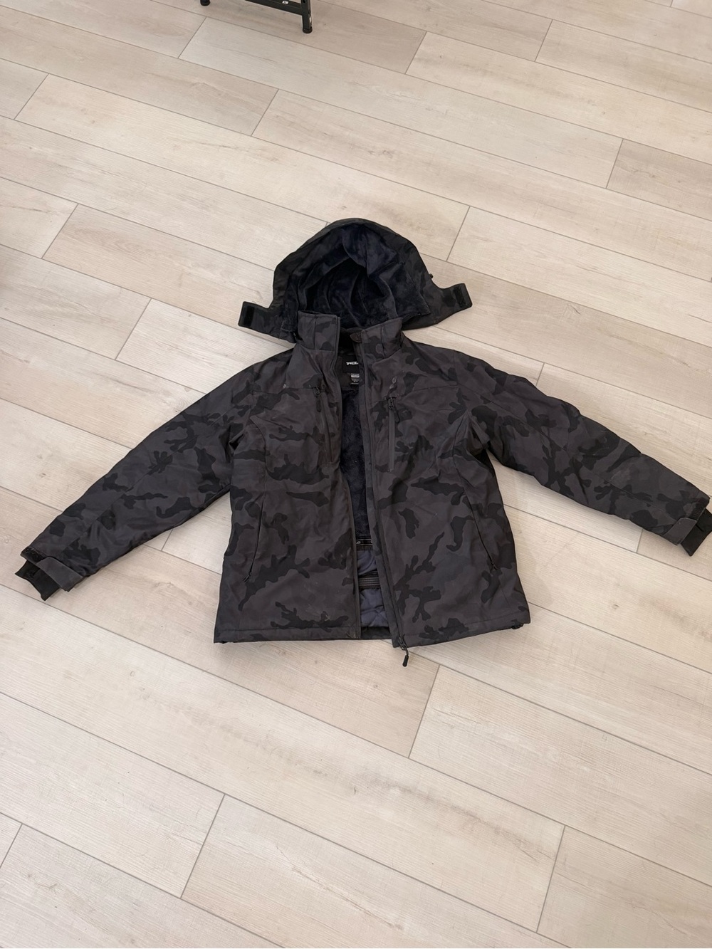 Black Camo Hooded Winter Jacket